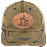 TURNIN AND BURNIN ON LEATHER 6990 Distressed Unstructured Trucker Cap - Patch