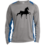 American Saddlebred (black) ST361LS Long Sleeve Heather Colorblock Performance Tee