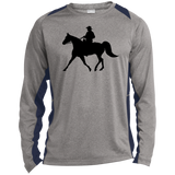 Missouri Fox Trotter WITH MALE RIDER BLACK ST361LS Long Sleeve Heather Colorblock Performance Tee