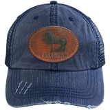 FRIESIAN ON LEATHER 6990 Distressed Unstructured Trucker Cap - Patch