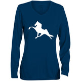 Tennessee Walking Horse Performance (WHITE) 1788 Ladies' Moisture-Wicking Long Sleeve V-Neck Tee