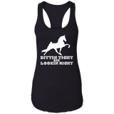 SITTIN TIGHT LOOKIN RIGHT TWH PERFORMANCE(WHITE) NL1533 Ladies Ideal Racerback Tank