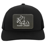 HUNTER JUMPER BLACK LEATHER 104C Trucker Snap Back - Patch