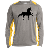 American Saddlebred (black) ST361LS Long Sleeve Heather Colorblock Performance Tee