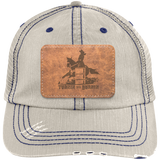 TURNIN AND BURNIN ON LEATHER 6990 Distressed Unstructured Trucker Cap - Patch