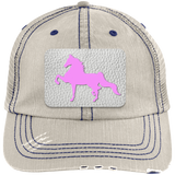 AMERICAN SADDLEBRED PINK 6990 Distressed Unstructured Trucker Cap - Patch