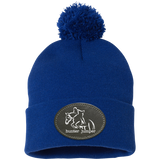 HUNTER JUMPER BLACK LEATHER SP15 Pom Pom Knit Cap - Patch