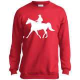 Missouri Fox Trotter WITH MALE RIDER WHITE PC90Y Youth Crewneck Sweatshirt