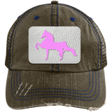 AMERICAN SADDLEBRED PINK 6990 Distressed Unstructured Trucker Cap - Patch