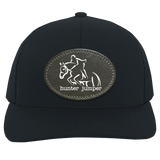 HUNTER JUMPER BLACK LEATHER 104C Trucker Snap Back - Patch