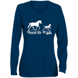 BORN TO WALK 1788 Ladies' Moisture-Wicking Long Sleeve V-Neck Tee