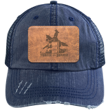 TURNIN AND BURNIN ON LEATHER 6990 Distressed Unstructured Trucker Cap - Patch