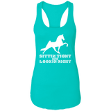 SITTIN TIGHT LOOKIN RIGHT TWH PERFORMANCE(WHITE) NL1533 Ladies Ideal Racerback Tank