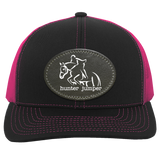 HUNTER JUMPER BLACK LEATHER 104C Trucker Snap Back - Patch