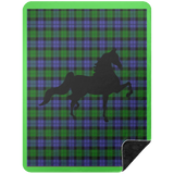 BLUE GREEN TARTAN AMERICAN SADDLEBRED BSHL Premium Black Sherpa Blanket 60x80
