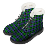 NASHVILLE BRAND GREEN BLUE TARTAN Faux Fur Synthetic Leather Boot