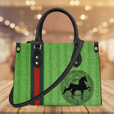 American Saddlebred Aztec Green Ribbed Luxury Women PU Tote Bag - Black