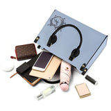 SADDLEBRED SHELL BLUE Luxury Women PU Tote Bag - Black Piping