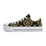 NASHVILLE BRAND BLACK DAMASK Classic Low Top Canvas Shoes - White