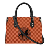 SADDLEBRED RIO ORANGE CHECK Luxury Women PU Tote Bag - Black