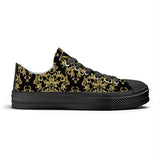 NASHVILLE BRAND BLACK DAMASK Unisex Classic Low Top Canvas Shoes - Black