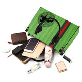 American Saddlebred Aztec Green Ribbed Luxury Women PU Tote Bag - Black