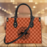 SADDLEBRED RIO ORANGE CHECK Luxury Women PU Tote Bag - Black