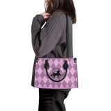 SADDLEBRED AZTEC PINK ARGYLE  Luxury Women PU Tote Bag - Black
