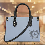 SADDLEBRED SHELL BLUE Luxury Women PU Tote Bag - Black Piping