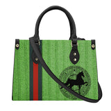 American Saddlebred Aztec Green Ribbed Luxury Women PU Tote Bag - Black