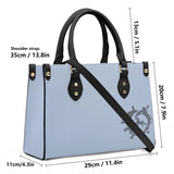SADDLEBRED SHELL BLUE Luxury Women PU Tote Bag - Black Piping